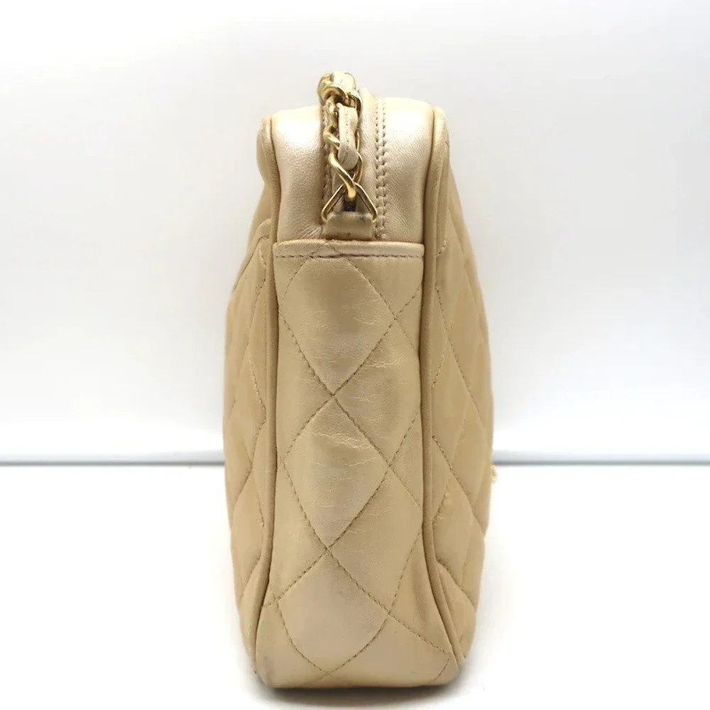 Vintage Chanel Quilted Tassel Camera Bag Beige Leather Chain Strap Shoulder Bag - Picture 5 of 12